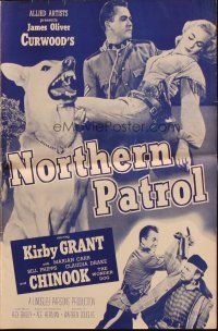 6p854 NORTHERN PATROL pressbook '53 Kirby Grant & Chinook the Wonder Dog, James Oliver Curwood!