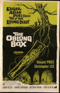 6p857 OBLONG BOX pressbook '69 Vincent Price, Edgar Allan Poe's tale of living dead, horror art!