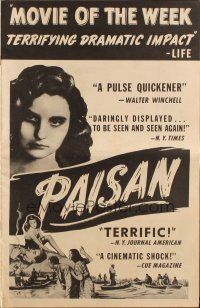 6p865 PAISAN pressbook '49 classic Roberto Rossellini WWII romance starring Camela Sazio!