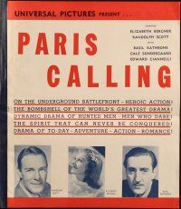 6p585 PARIS CALLING Australian pressbook '41 Basil Rathbone, Randolph Scott, Elizabeth Bergner