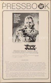6p881 PRETTY POISON pressbook '68 different close up of crazy Tuesday Weld, Anthony Perkins!