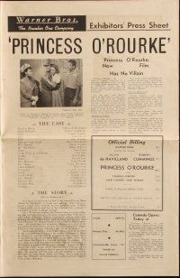6p586 PRINCESS O'ROURKE Australian pressbook '43 Olivia de Havilland, Robert Cummings, Coburn