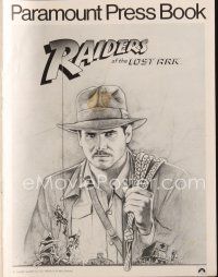 6p889 RAIDERS OF THE LOST ARK pressbook '81 great art of adventurer Harrison Ford by Richard Amsel!