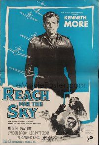 6p890 REACH FOR THE SKY pressbook '57 cool art of pilot Kenneth More & airplanes by Giuliano Nistri!