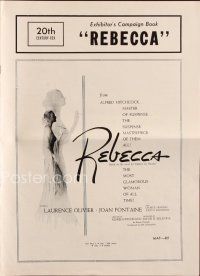 6p891 REBECCA pressbook R56 Alfred Hitchcock classic starring Laurence Olivier & Joan Fontaine!