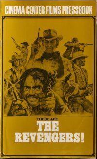 6p894 REVENGERS pressbook '72 cool art of cowboys William Holden, Ernest Borgnine & Woody Strode!