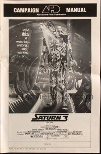 6p905 SATURN 3 pressbook '80 Kirk Douglas, Farrah Fawcett, really cool robot image!