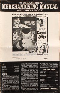 6p942 SUMMER & SMOKE pressbook '61 Laurence Harvey & Geraldine Page, by Tennessee Williams!