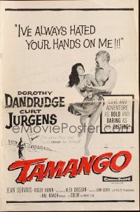 6p950 TAMANGO pressbook '59 sexy Dorothy Dandridge hates Curt Jurgens, interracial romance!