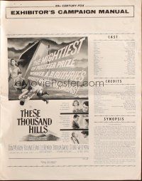 6p955 THESE THOUSAND HILLS pressbook '59 Don Murray, Richard Egan, Lee Remick, Richard Fleischer!