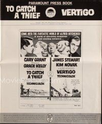6p959 TO CATCH A THIEF/VERTIGO pressbook '63 Alfred Hitchcock, Cary Grant, Grace Kelly!