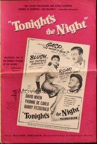 6p965 TONIGHT'S THE NIGHT pressbook '54 David Niven, sexy Yvonne De Carlo, Barry Fitzgerald
