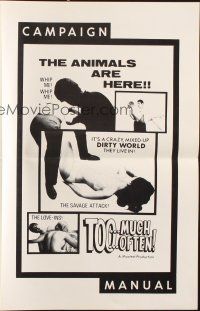 6p966 TOO MUCH TOO OFTEN pressbook '68 Doris Wishman, it's a crazy DIRTY WORLD they live in!