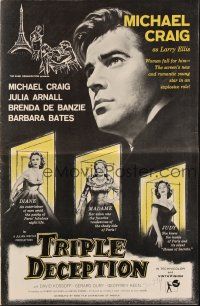 6p971 TRIPLE DECEPTION pressbook '57 Michael Craig, Arnall, De Banzie, Bates, directed by Guy Green