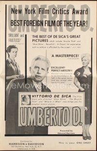 6p976 UMBERTO D pressbook '52 Carlo Casilio, Vittorio De Sica Italian classic!