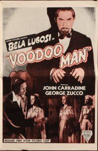 6p985 VOODOO MAN pressbook R50s Bela Lugosi, John Carradine, George Zucco, black magic horror!