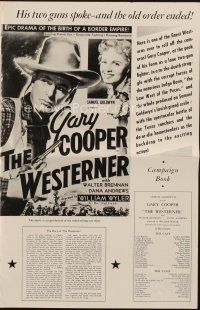 6p990 WESTERNER pressbook R54 cowboy Gary Cooper in William Wyler western classic!