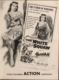 6p993 WHITE SQUAW pressbook '56 sexiest Native American Indian fighting woman pointing gun!