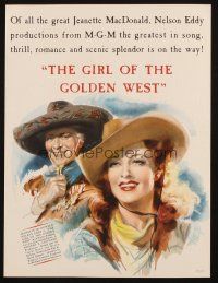 6p169 GIRL OF THE GOLDEN WEST trade ad '38 Jeanette MacDonald & Nelson Eddy, Vincent art montage!