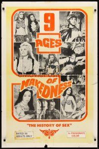 6k015 9 AGES OF NAKEDNESS 1sh '70 George Marks directs & stars, Max Bacon, Sue Bond, sexy images!