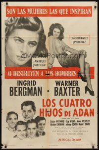 6k019 ADAM HAD FOUR SONS Spanish/U.S. 1sh '41 sultry Ingrid Bergman, Warner Baxter, sexy Susan Hayward!