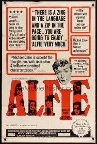 6k027 ALFIE 1sh '66 British cad Michael Caine loves them and leaves them, ask any girl!