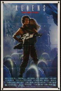 6k031 ALIENS 1sh '86 James Cameron, Signourney Weaver as Ripley, this time it's war!