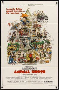 6k044 ANIMAL HOUSE style B 1sh '78 John Belushi, Landis classic, art by Rick Meyerowitz!