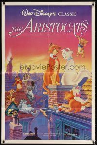 6k055 ARISTOCATS 1sh R87 Walt Disney feline jazz musical cartoon, great colorful image!