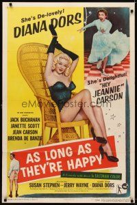 6k058 AS LONG AS THEY'RE HAPPY 1sh '57 sexy Diana Dors is de-lovely, Jean Carson!