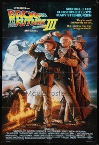 6k073 BACK TO THE FUTURE III DS 1sh '90 Michael J. Fox, Chris Lloyd, Drew Struzan art!