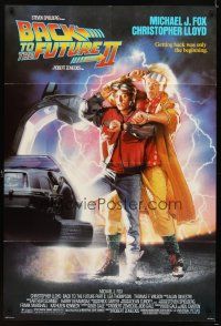 6k072 BACK TO THE FUTURE II 1sh '89 art of Michael J. Fox & Christopher Lloyd by Drew!