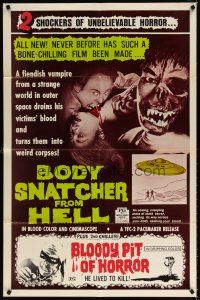 6k144 BODY SNATCHER FROM HELL/BLOODY PIT OF HORROR 1sh '70s wild foreign horror double-bill!