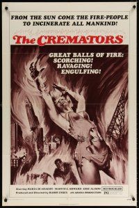 6k246 CREMATORS 1sh '72 great sci-fi art, from the sun come the sexy incinerating fire-people!