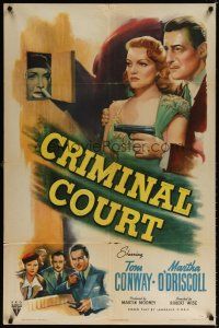 6k247 CRIMINAL COURT style A 1sh '46 Tom Conway, Martha O'Driscoll, directed by Robert Wise!