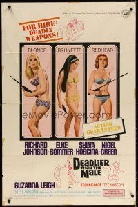 6k270 DEADLIER THAN THE MALE 1sh '67 sexy Elke Sommer, Sylva Koscina & Suzanna Leigh!