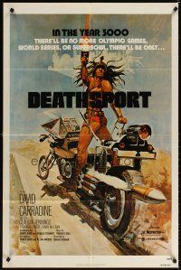 6k278 DEATHSPORT 1sh '78 David Carradine, cool art of futuristic battle motorcycle!