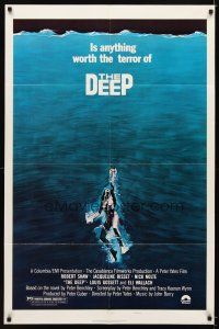 6k283 DEEP style B 1sh '77 great art of sexy swimming scuba diver Jacqueline Bisset!