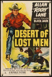 6k286 DESERT OF LOST MEN 1sh '51 cowboy Allan Rocky Lane & his stallion Black Jack!