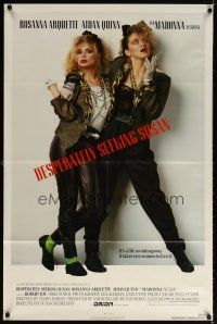 6k288 DESPERATELY SEEKING SUSAN 1sh '85 Madonna & Rosanna Arquette are mistaken for each other!