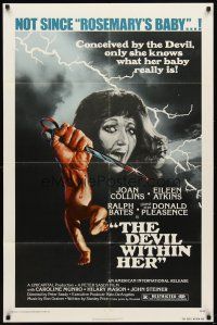 6k294 DEVIL WITHIN HER 1sh '76 conceived by the Devil, only she knows what her baby really is!