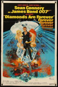 6k297 DIAMONDS ARE FOREVER 1sh '71 art of Sean Connery as James Bond 007 by Robert McGinnis!
