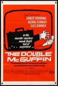 6k306 DOUBLE McGUFFIN 1sh '79 Ernest Borgnine, George Kennedy, cool Saul Bass suitcase art!