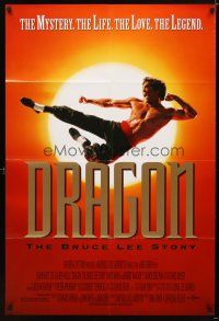 6k312 DRAGON: THE BRUCE LEE STORY DS 1sh '93 Bruce Lee bio, cool image of Jason Scott Lee!