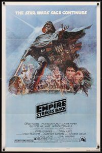 6k325 EMPIRE STRIKES BACK style B 1sh '80 George Lucas sci-fi classic, cool artwork by Tom Jung!