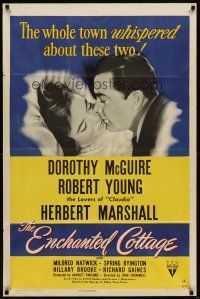 6k326 ENCHANTED COTTAGE 1sh '45 Dorothy McGuire & Robert Young live in a fantasy world!