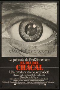 6k263 DAY OF THE JACKAL Spanish English 1sh '73 Fred Zinnemann classic, best close up art of eye!