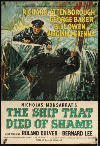 6k774 SHIP THAT DIED OF SHAME English 1sh '55 Richard Attenborough on ship with a mind of its own!