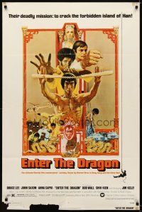 6k329 ENTER THE DRAGON 1sh '73 Bruce Lee classic, the movie that made him a legend!