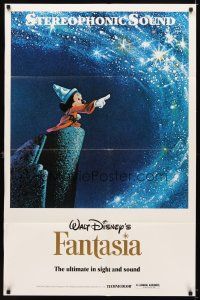 6k335 FANTASIA 1sh R80s great image of Mickey Mouse & others, Disney musical cartoon classic!